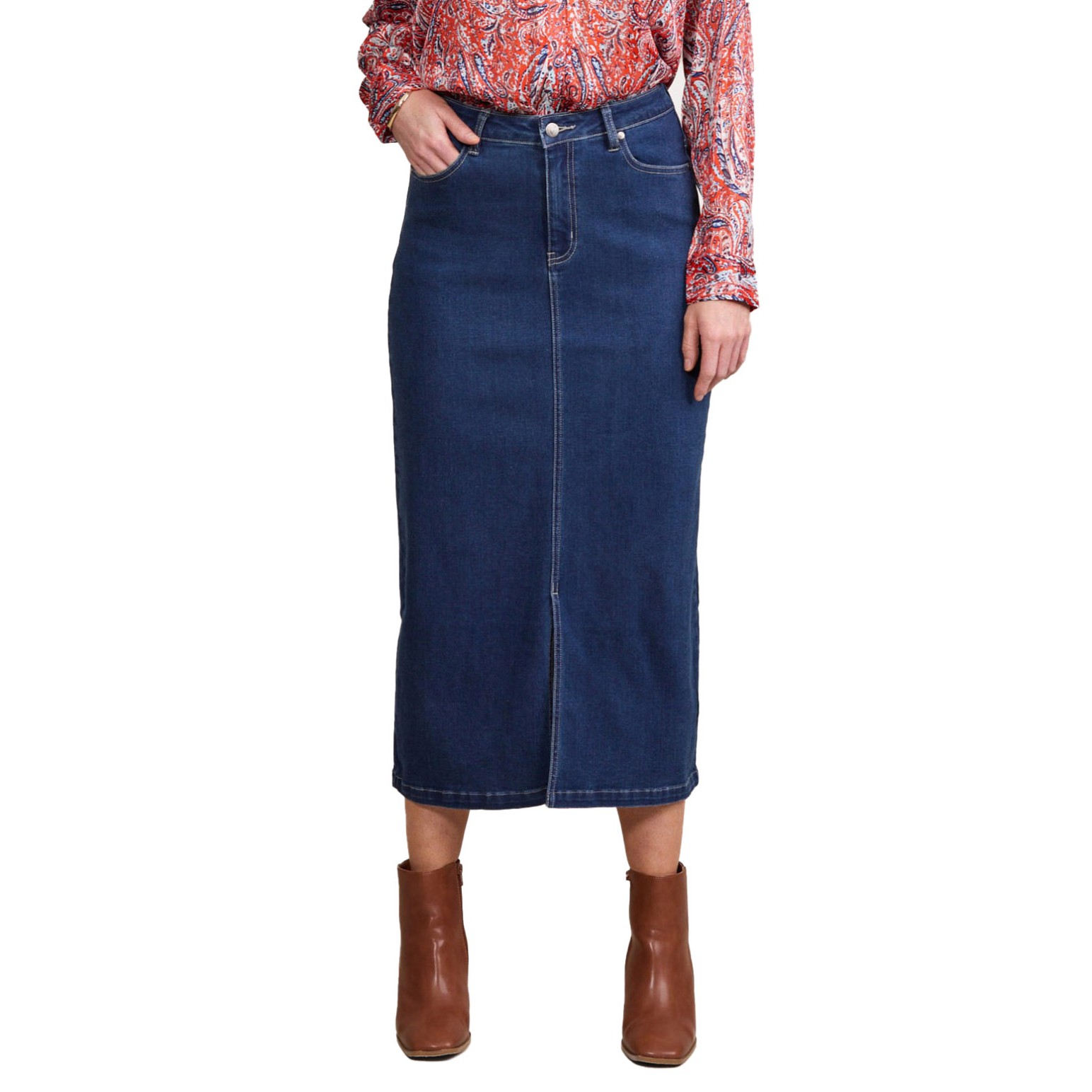 Vassalli Mid Length Denim Skirt